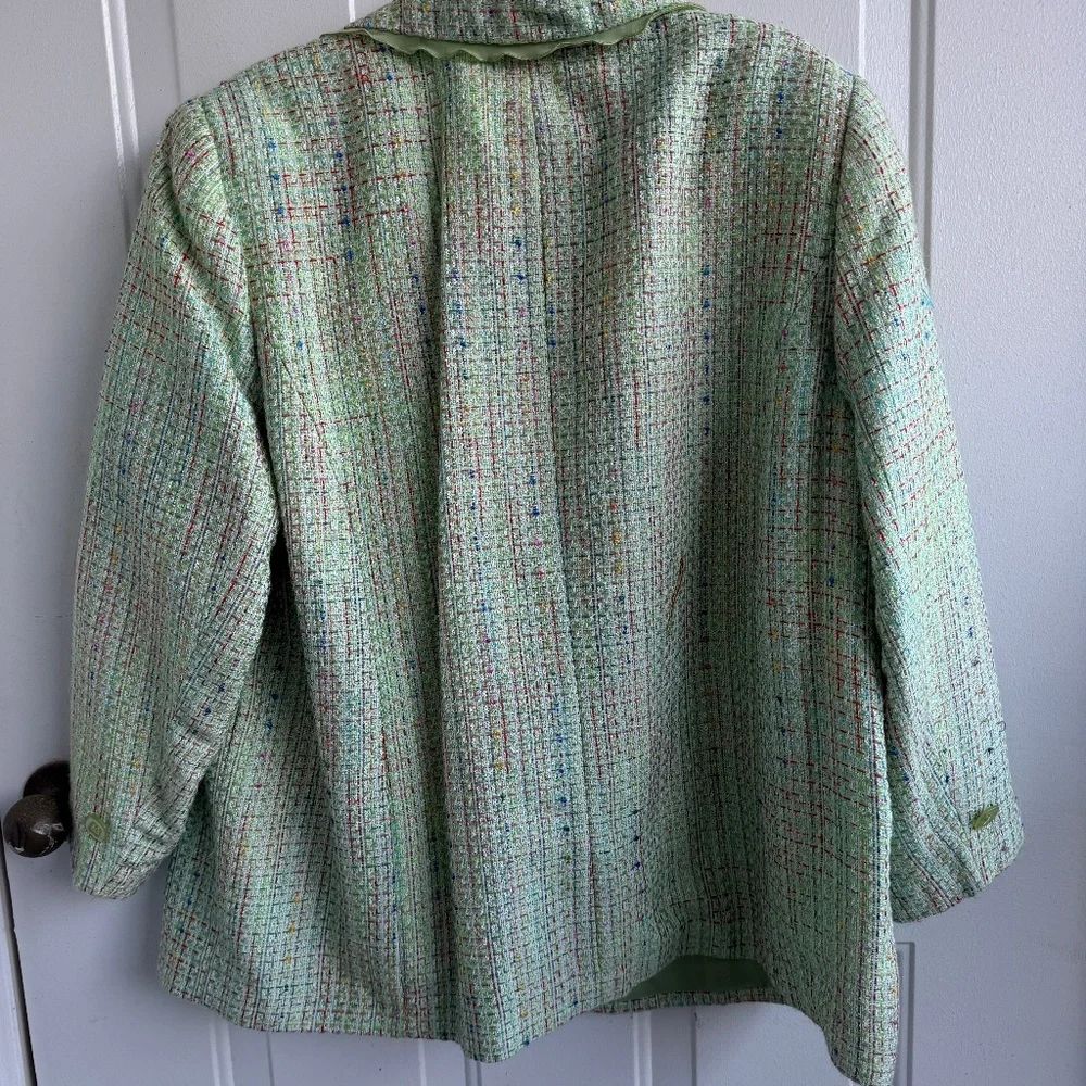 Vintage Maggie Barnes Tweed‎ Blazer | 20W Petite | Green Multicolor | Lined